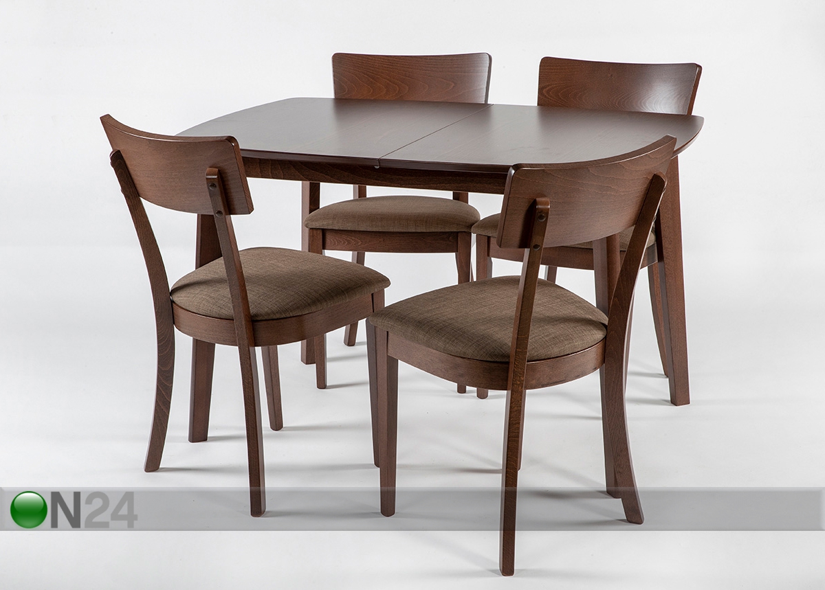 Pikendatav söögilaud Bari 80x120-150 cm + 4 tooli Lucca, hele wenge suurendatud