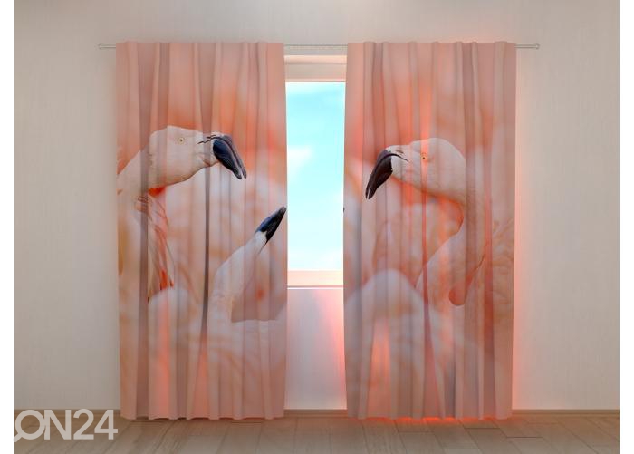 Pimendav fotokardin Amazing Pink Flamingos 240x220 cm suurendatud