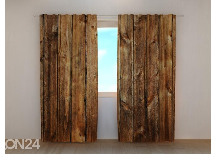 Pimendav fotokardin Old Wooden Planks 240x220 cm suurendatud