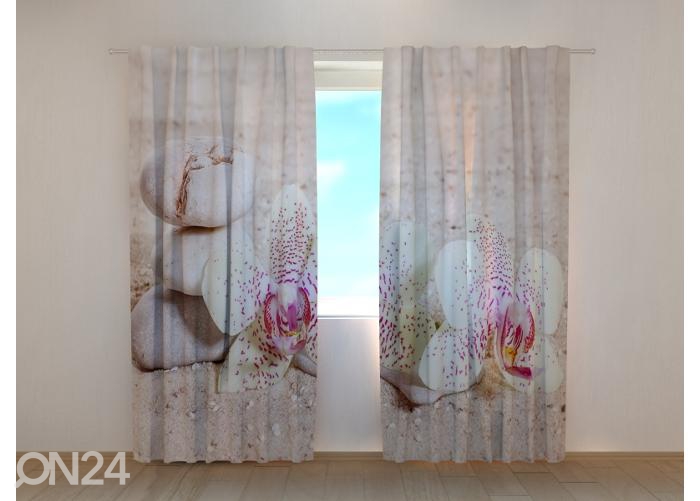 Pimendav fotokardin Orchids and Zen Stones 240x220 cm suurendatud