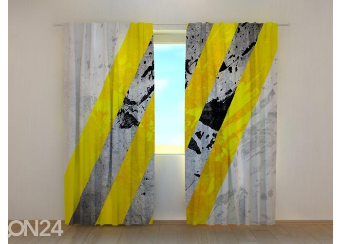 Pimendav fotokardin Yellow and Gray Lines Abstractions 240x220 cm suurendatud