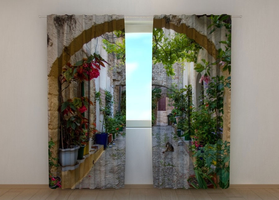 Pimendav kardin Arches in Flowers 240x220 cm suurendatud