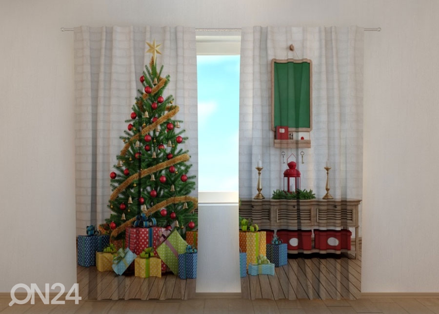Pimendav kardin Christmas Tree with Gifts 240x220 cm suurendatud