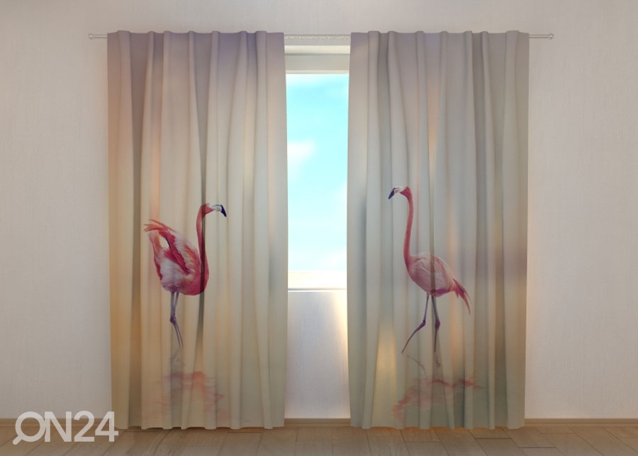 Pimendav kardin Pink Flamingoes at Sunset 240x220 cm suurendatud