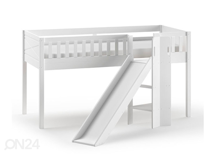 Poolkõrge voodi liumäega Scott 90x200 cm, valge suurendatud
