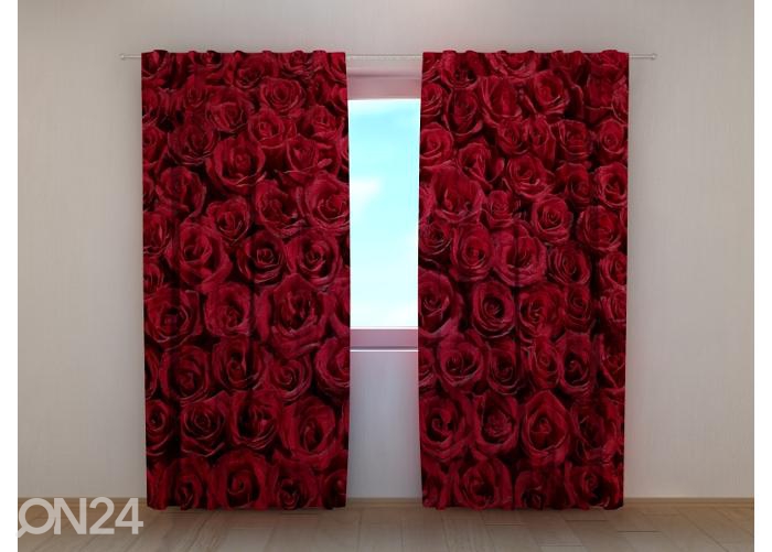 Poolpimendav fotokardin Lovely Red Roses 240x220 cm suurendatud