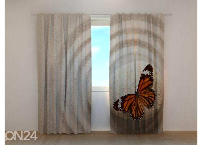 Poolpimendav fotokardin Zen Stone with Butterfly 240x220 cm suurendatud