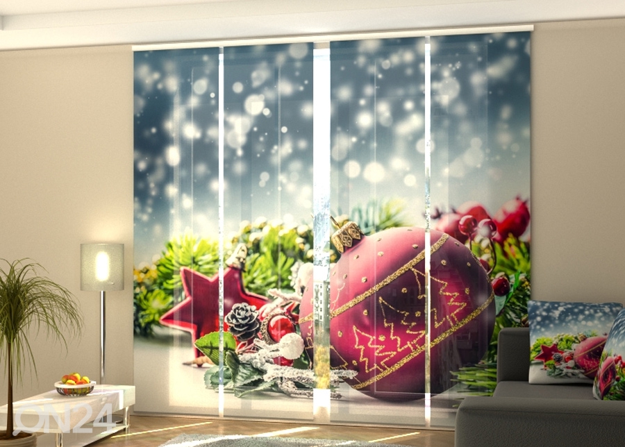 Poolpimendav paneelkardin Xmas Decorations with Snow 240x240 cm suurendatud