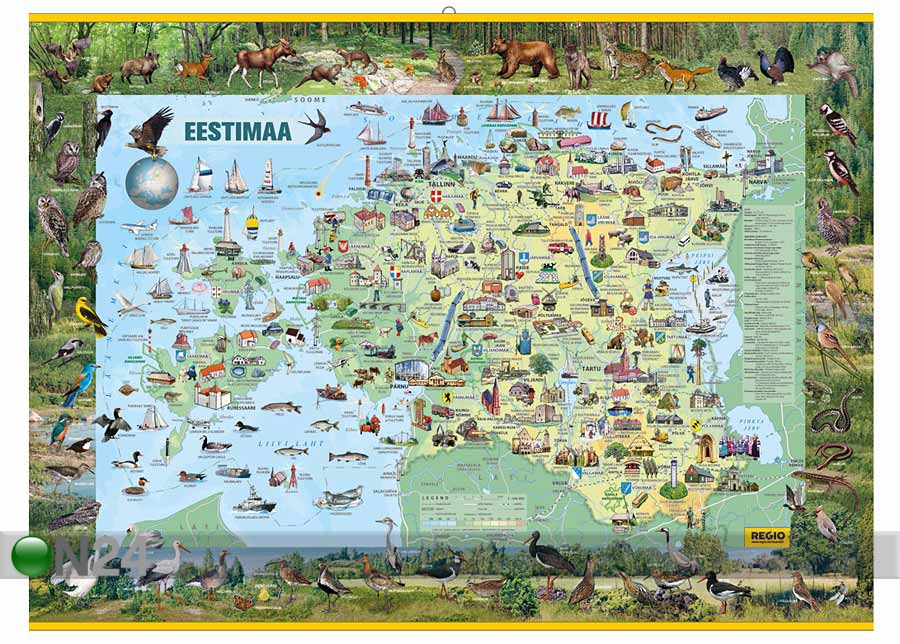 Regio Eestimaa piltkaart 1:360 000 riputusliistudega suurendatud