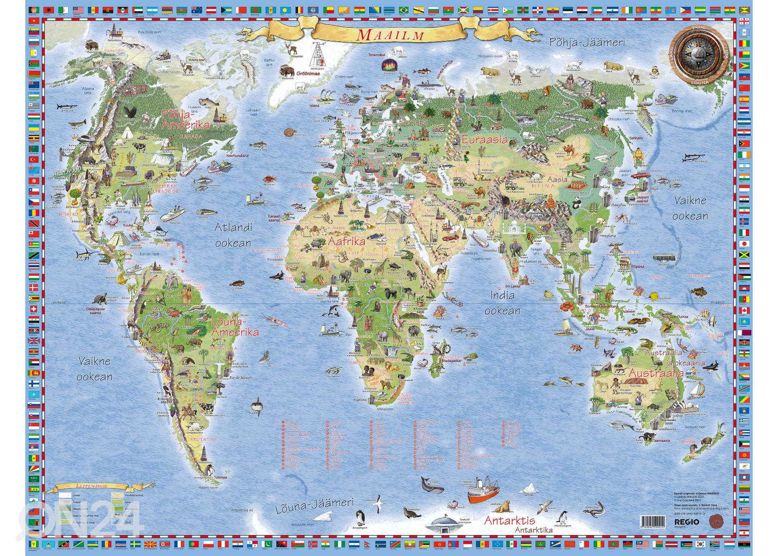 Regio Maailma piltkaart riputusliistudega suurendatud