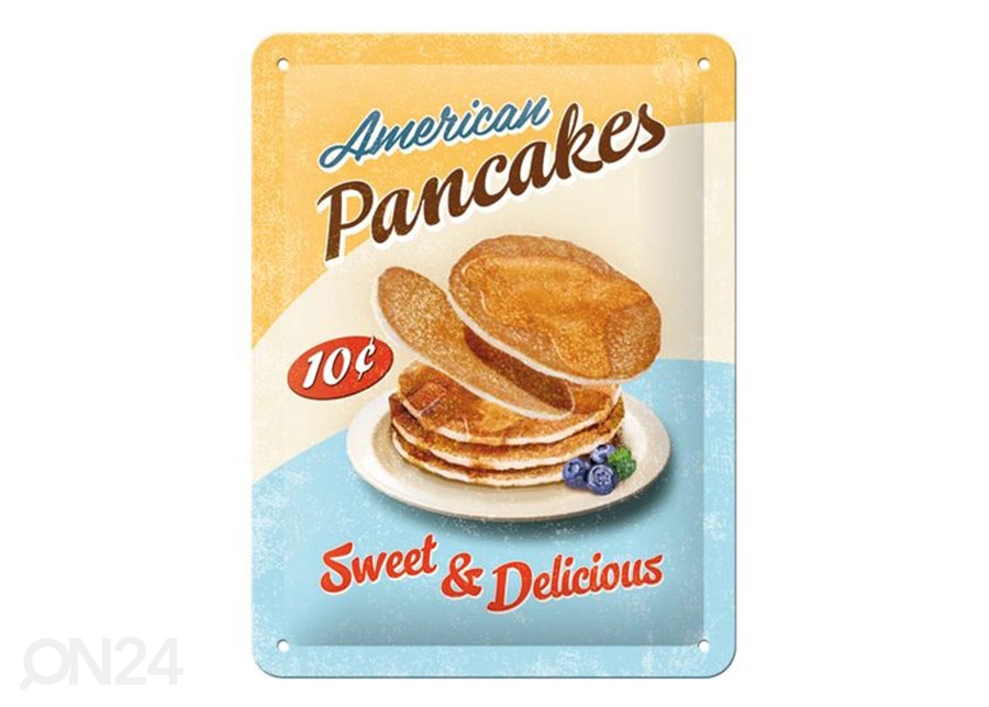 Retro metallposter American Pancakes 15x20 cm suurendatud