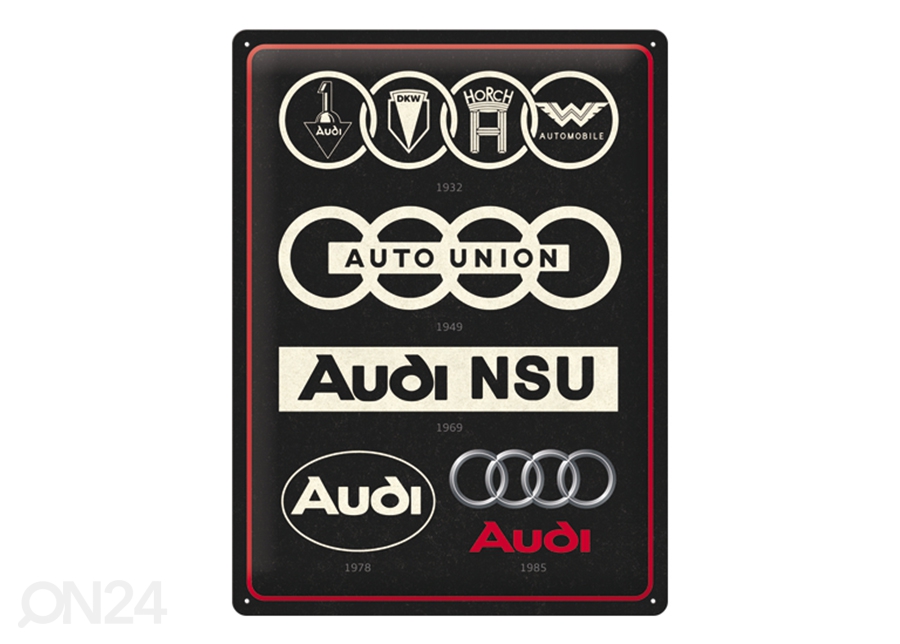 Retro metallposter Audi - Logo Evolution 30x40 cm suurendatud