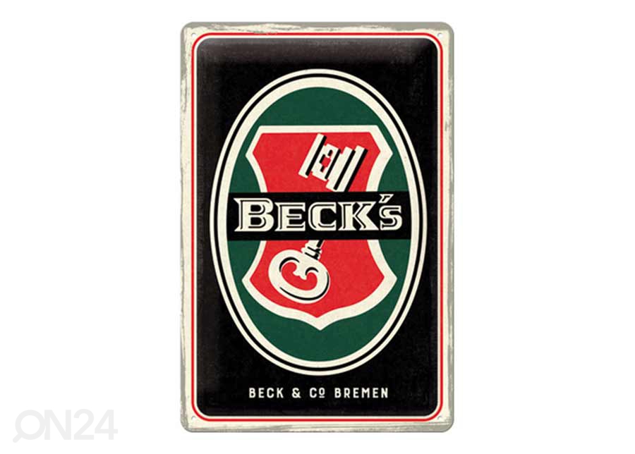 Retro metallposter Becks - Key Logo 20x30 cm suurendatud