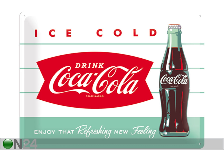 Retro metallposter Coca Cola Ice Cold 30x40 cm suurendatud