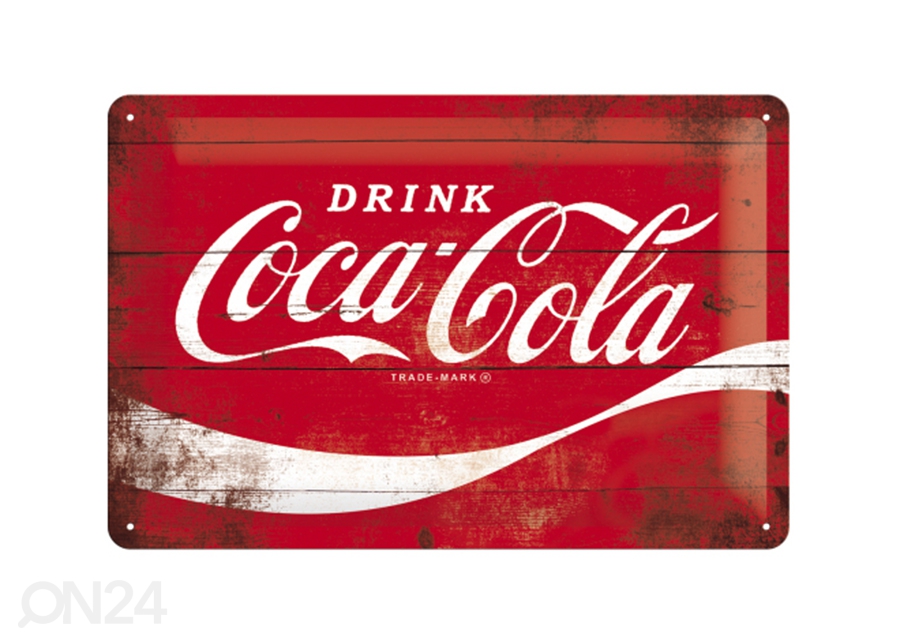 Retro metallposter Coca-Cola Logo 20x30 cm suurendatud
