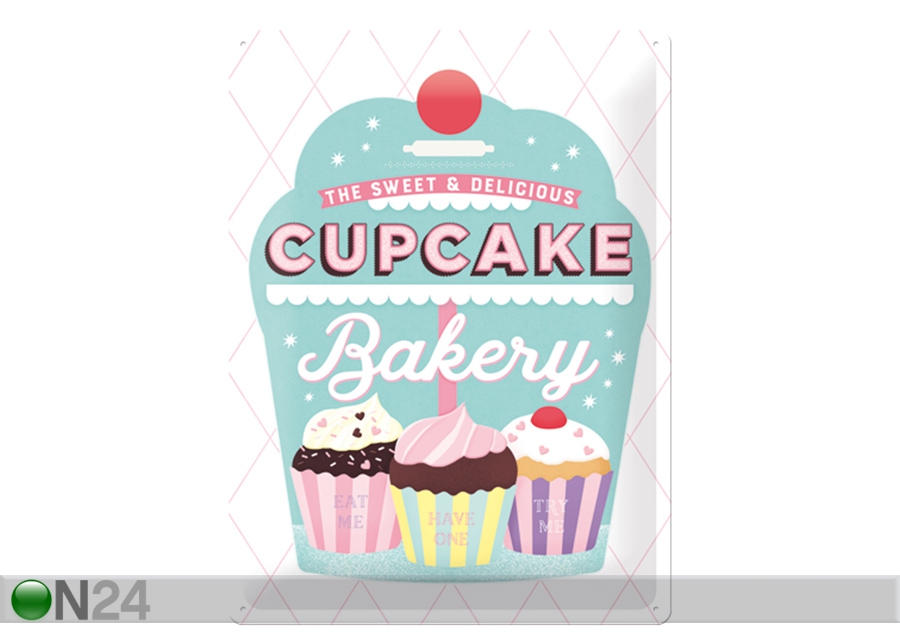 Retro metallposter Cupcake Bakery 30x40 cm suurendatud