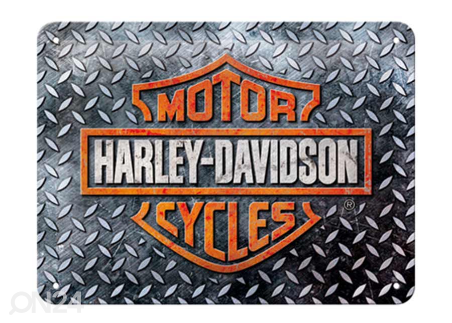 Retro metallposter Harley-Davidson - Diamond Plate 15x20 cm suurendatud
