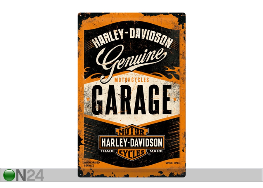 Retro metallposter Harley-Davidson Garage 40x60cm suurendatud