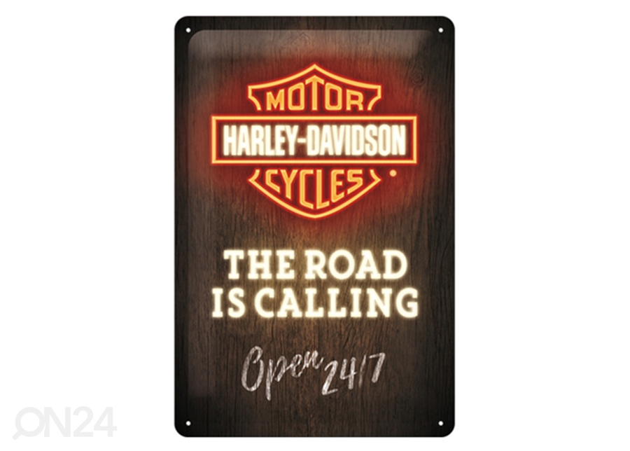 Retro metallposter Harley-Davidson - Road is Calling 20x30 cm suurendatud