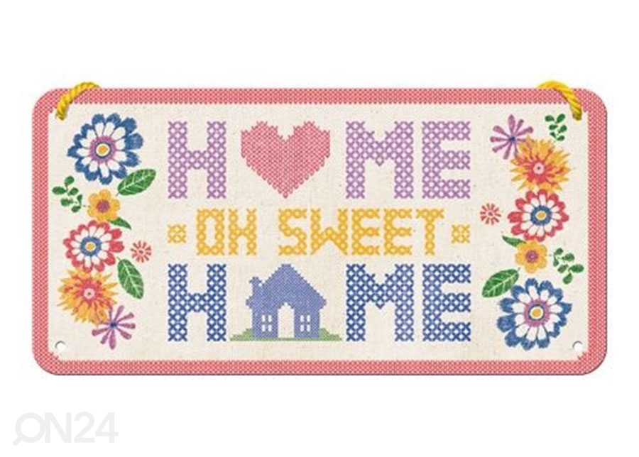 Retro metallposter Home Sweet Home 10x20 cm suurendatud