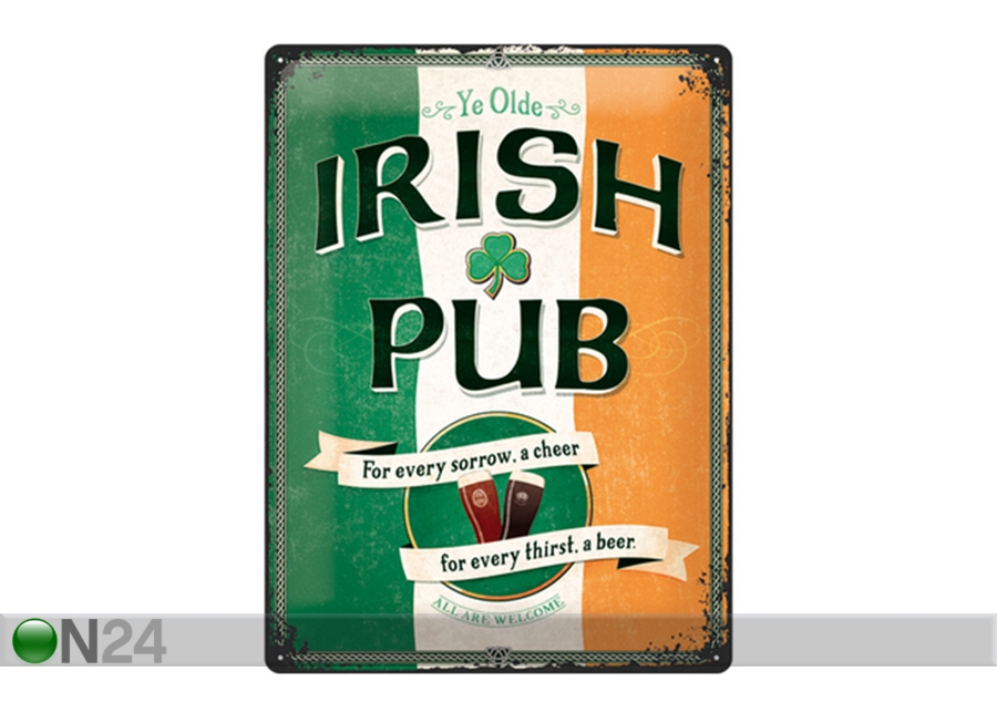 Retro metallposter Irish Pub 30x40 cm suurendatud