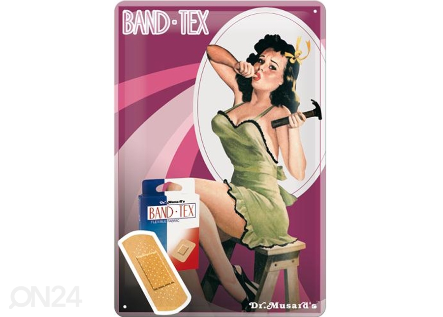 Retro metallposter Pin Up Band-Tex 20x30cm suurendatud