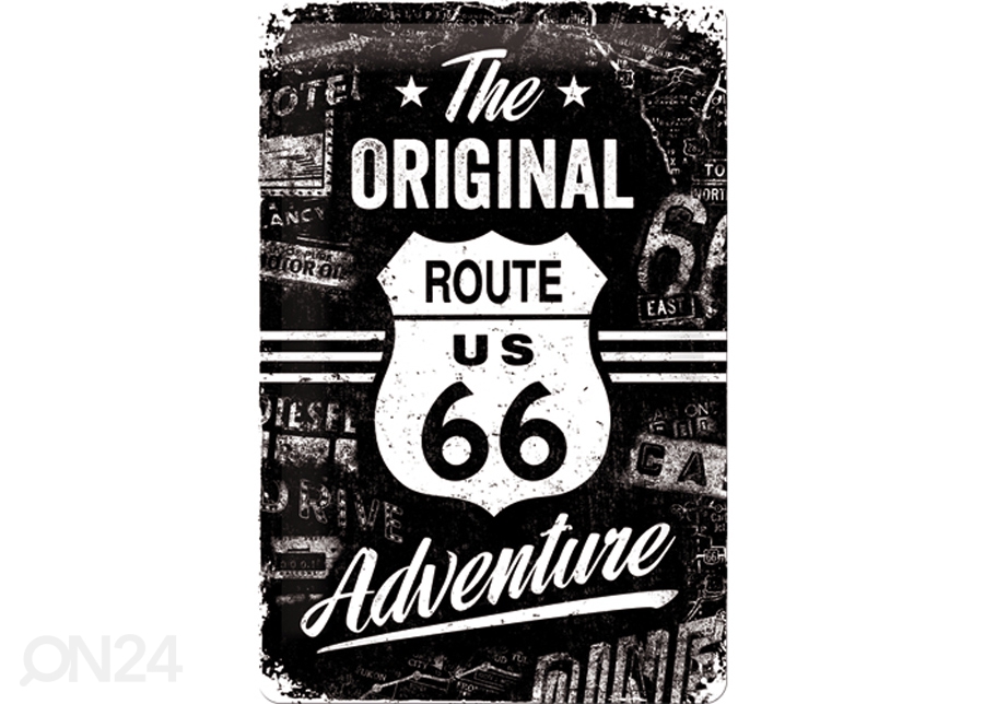 Retro metallposter Route 66 The Original Adventure 20x30cm suurendatud