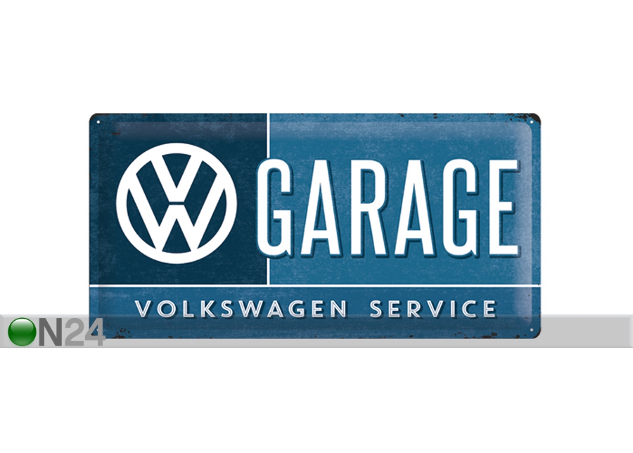 Retro metallposter VW Garage 25x50cm suurendatud