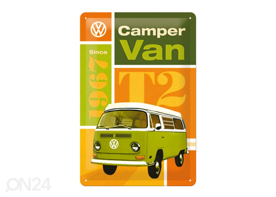 Retro metallposter WV T2 Camper Van 20x30 cm suurendatud