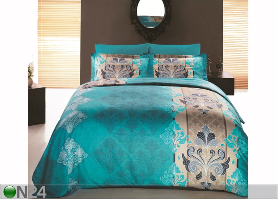 Satiinist voodipesukomplekt 2 tekikotiga Embro Turkuaz 160x220 cm suurendatud