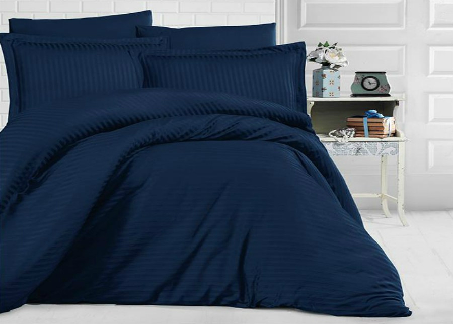 Satiinist voodipesukomplekt Uni Dark Blue 200x220 cm suurendatud