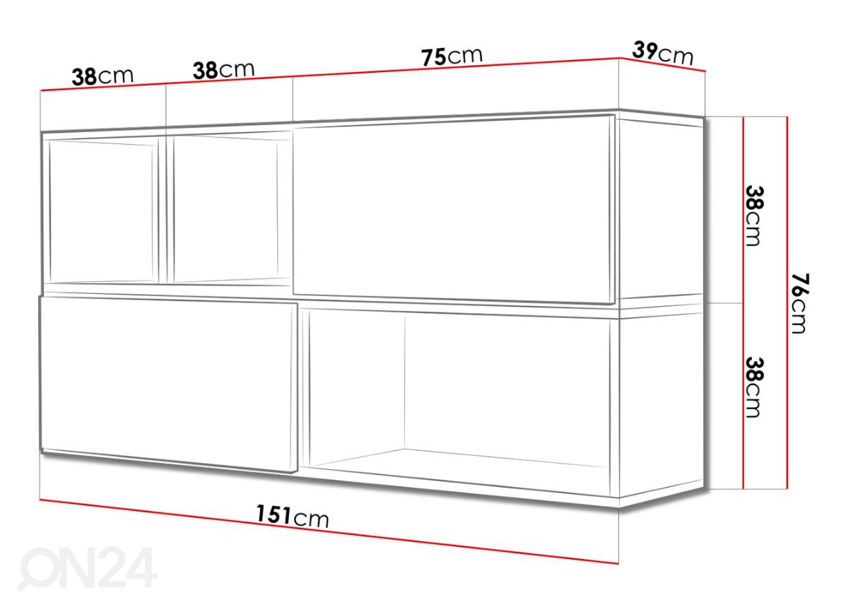Seinakappide ja riiulite komplekt Roco XV suurendatud mõõdud