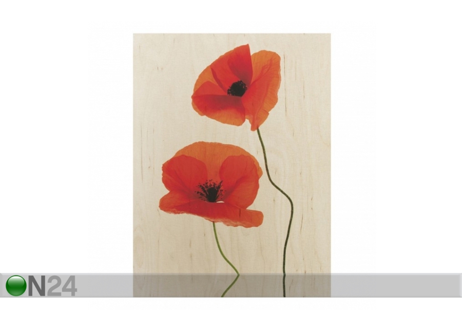 Seinapilt puidul Charming Poppies 60x80 cm suurendatud