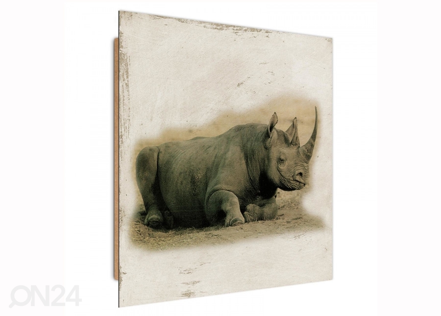 Seinapilt Rhinoceros 3D 30x30 cm suurendatud
