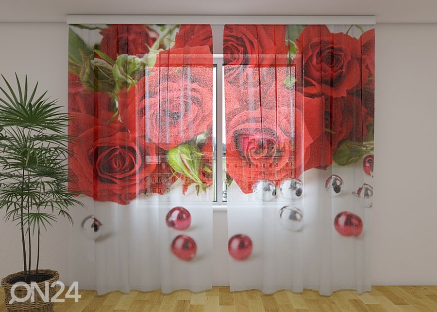 Šifoon-fotokardin Rose and Beads 240x220 cm suurendatud