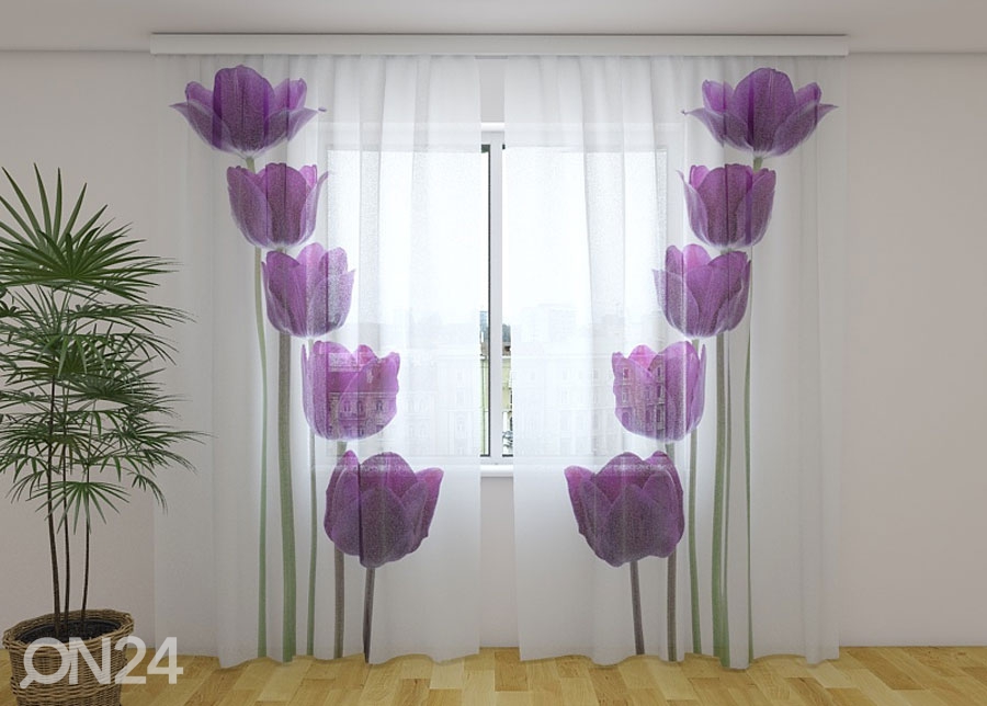 Šifoon-fotokardin Spring tulips 240x220 cm suurendatud