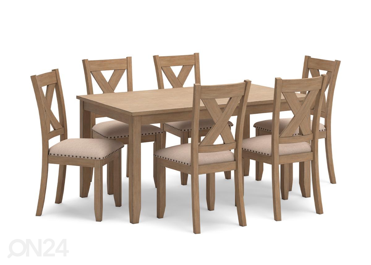 Söögilaud 152x91 cm + 6 tooli suurendatud