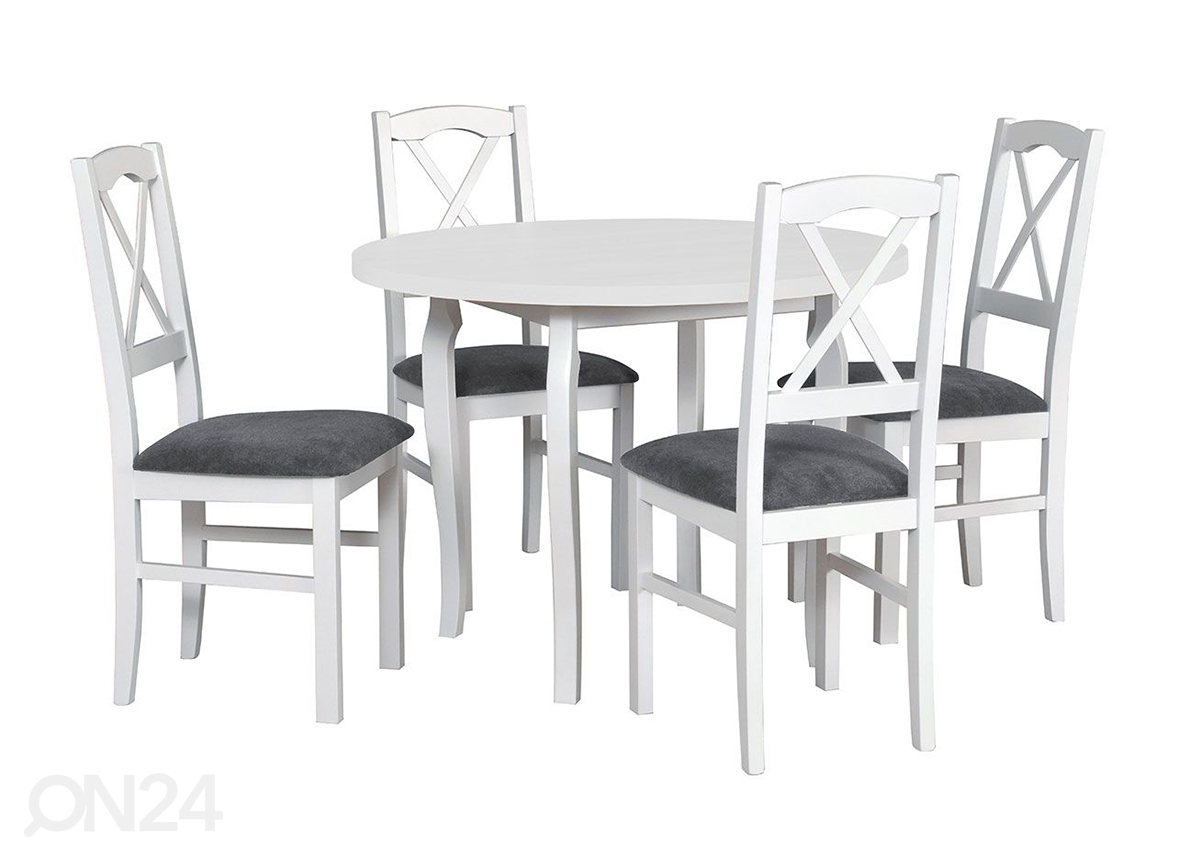 Söögilaud Ø 100 cm + 4 tooli suurendatud