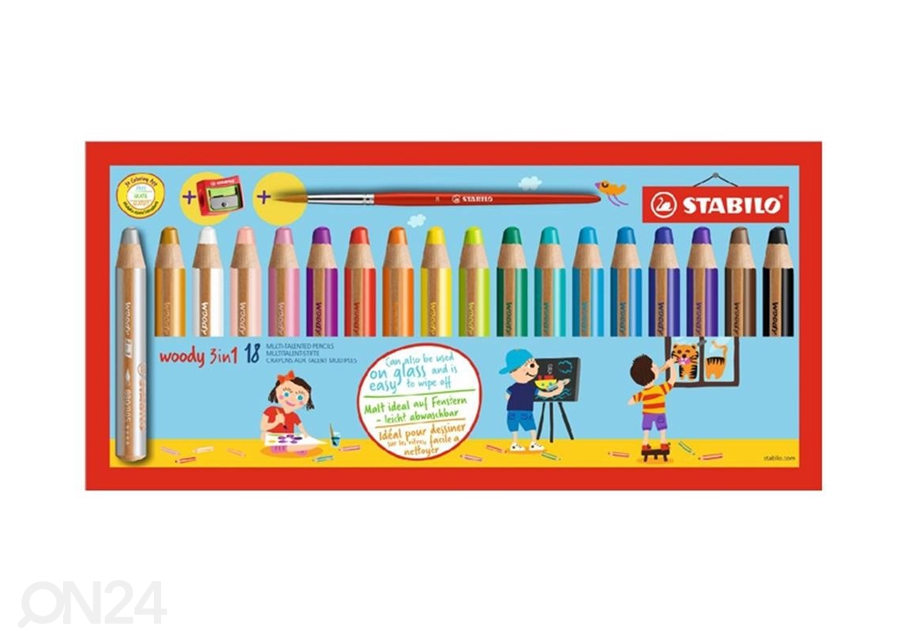 Stabilo карандаши Woody + точилка, 18 цветов увеличить