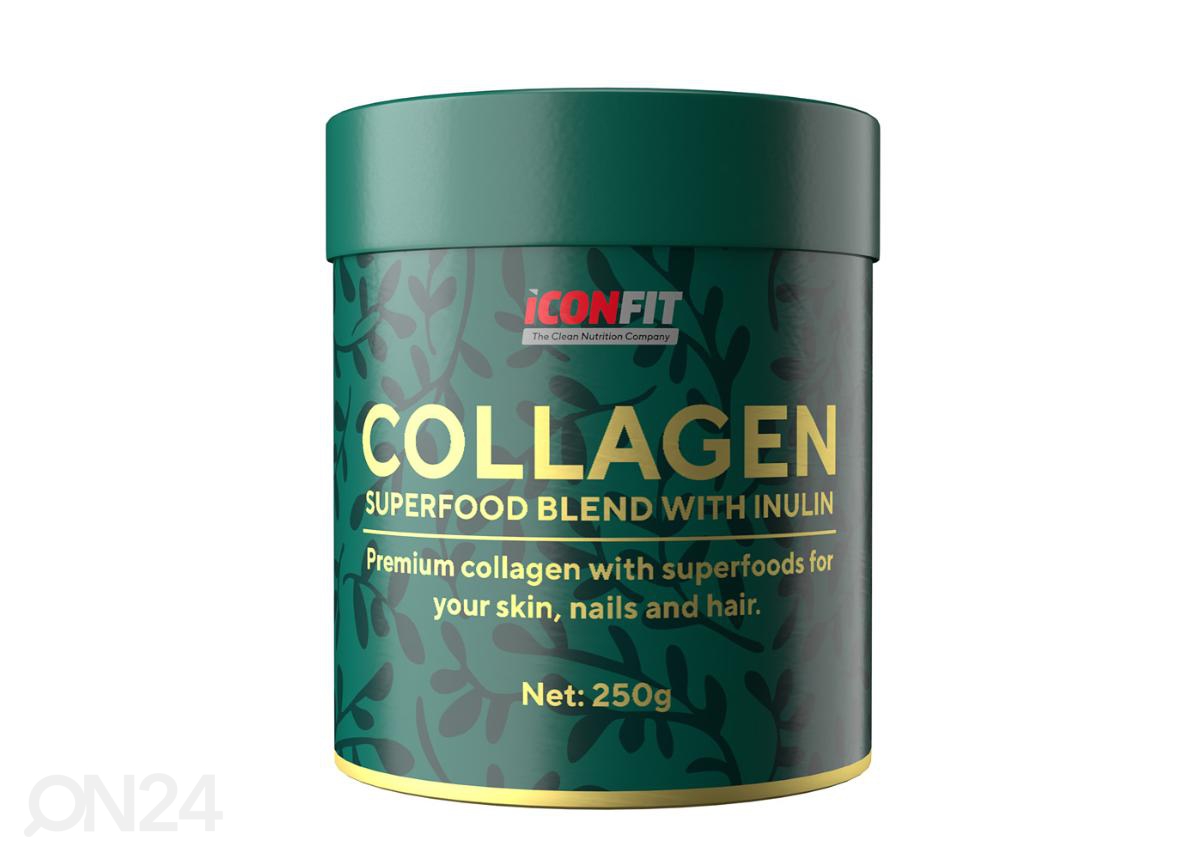 Supertoidusegu Collagen Superfoods + Inulin 250 g vaarika-mustsõstra Iconfit suurendatud