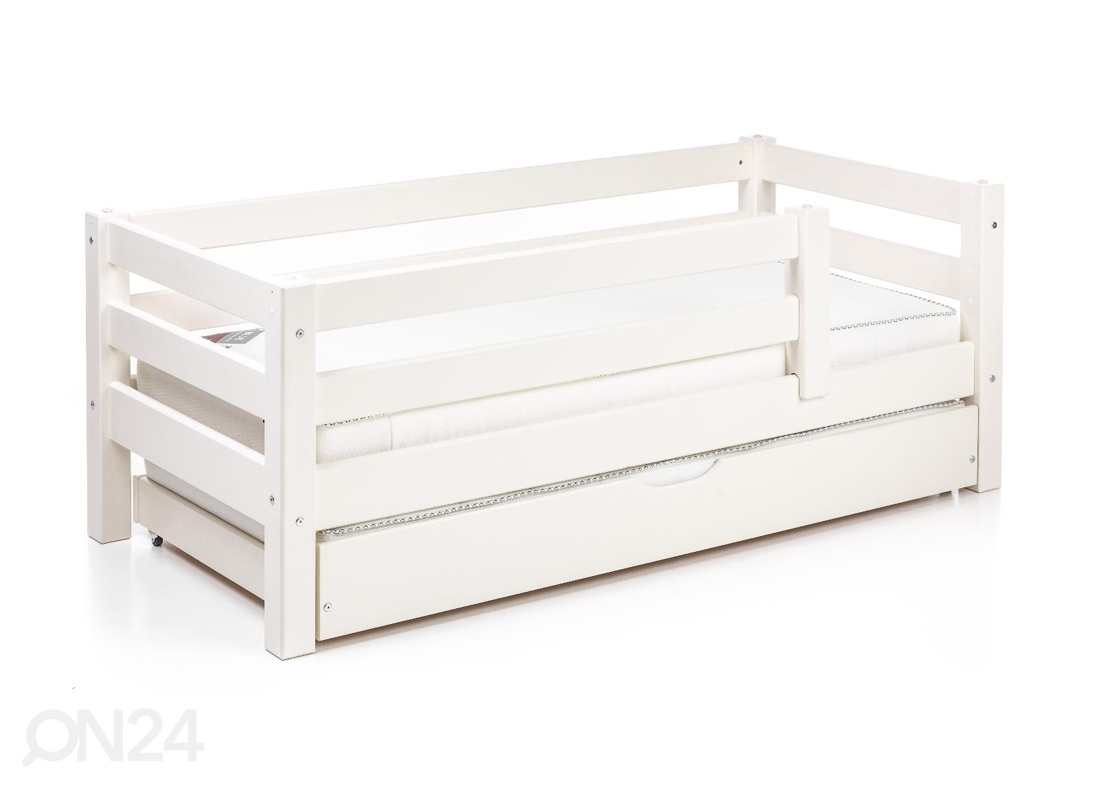 Suwem täispuidust voodi Liisa 70x160 cm, turvapiiretega ja lisavoodiga suurendatud