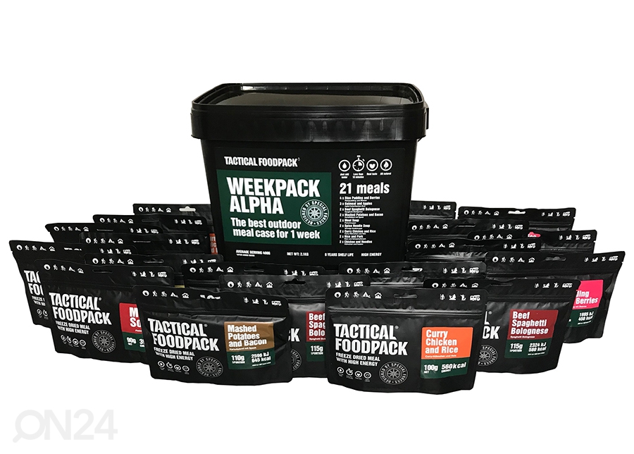 Tactical Foodpack Nädala toiduvarukomplekt lihaga WeekPack Alpha 2080 g suurendatud