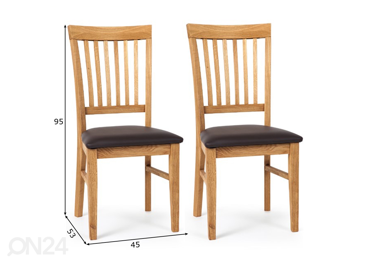 Tammepuidust toolid Ron, 2 tk suurendatud mõõdud