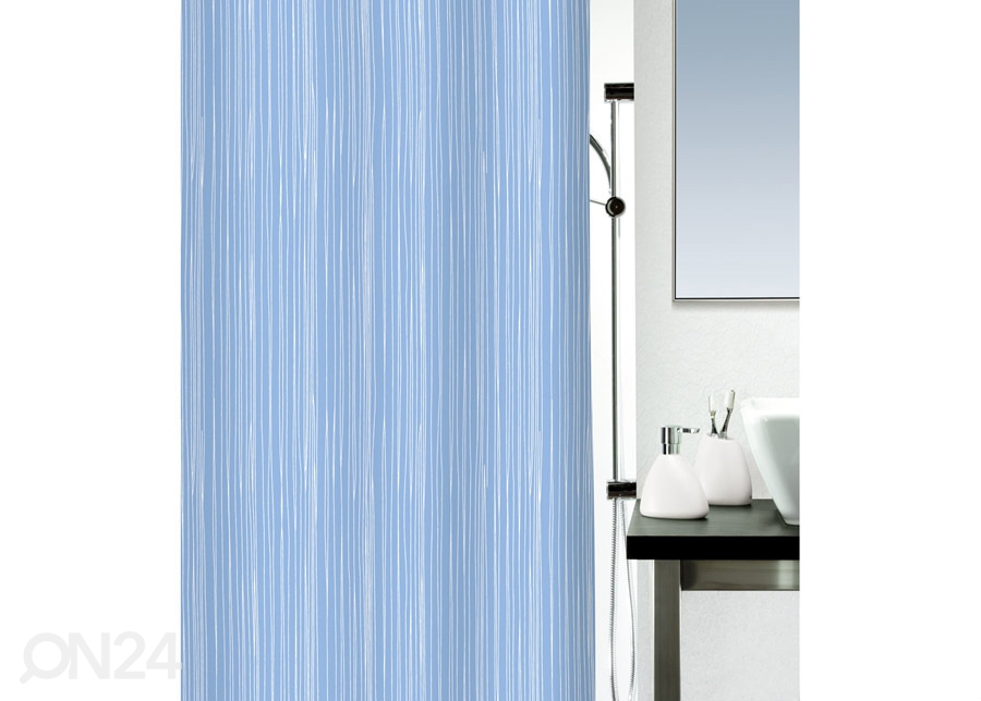 Tekstiilist vannikardin Raya sinine 180x200 cm suurendatud