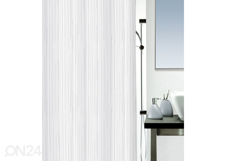 Tekstiilist vannikardin Raya valge 180x200 cm suurendatud