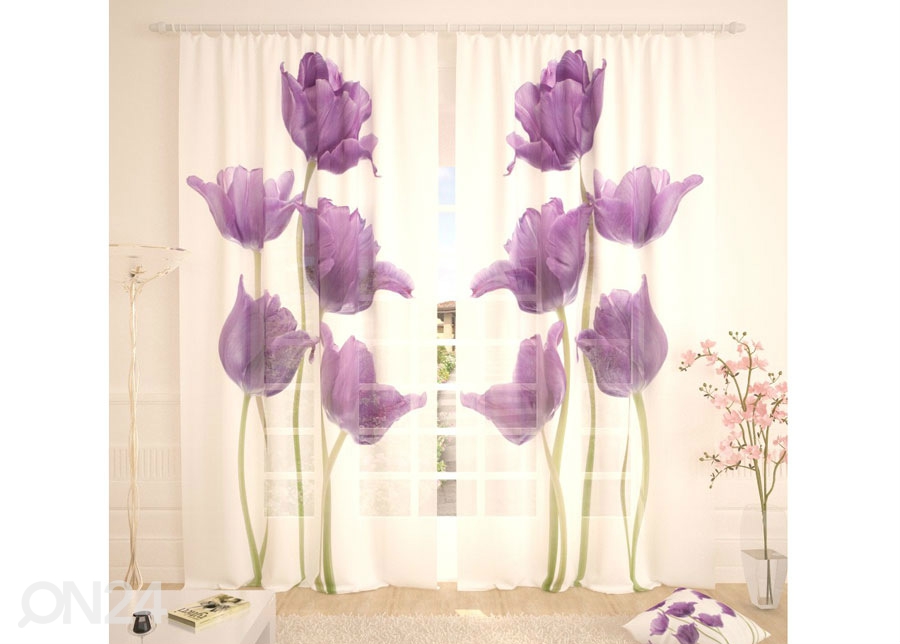 Tüllkardin Purple Tulips 400x260 cm suurendatud