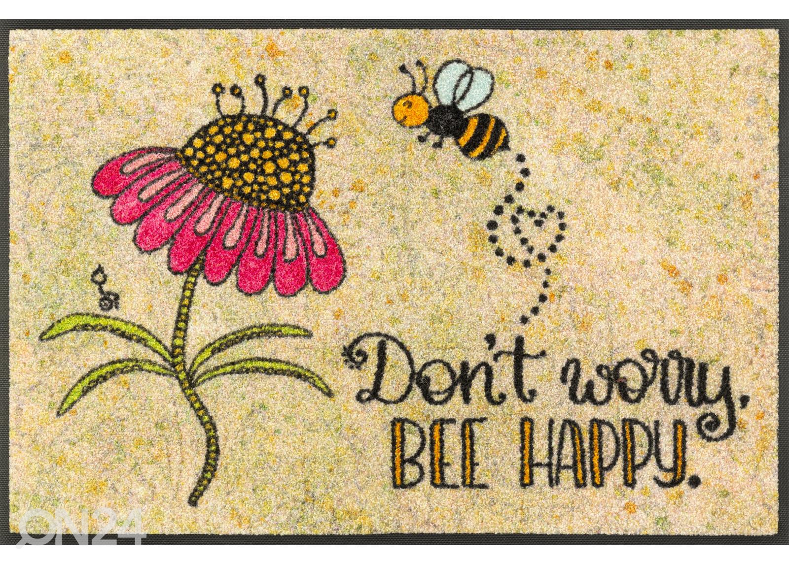 Uksematt Bee Happy 50x75 cm suurendatud