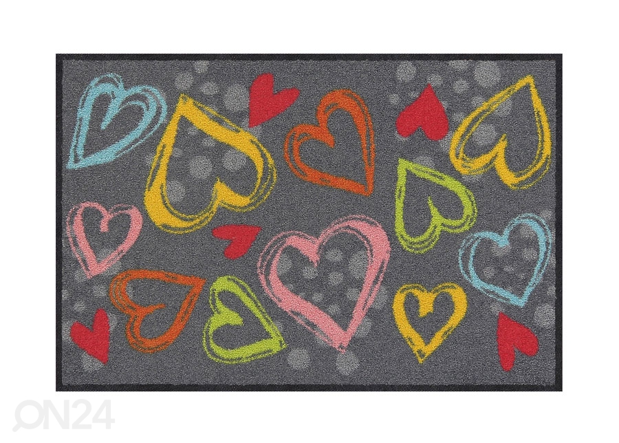 Uksematt Valentine Hearts colorful 50x75 cm suurendatud