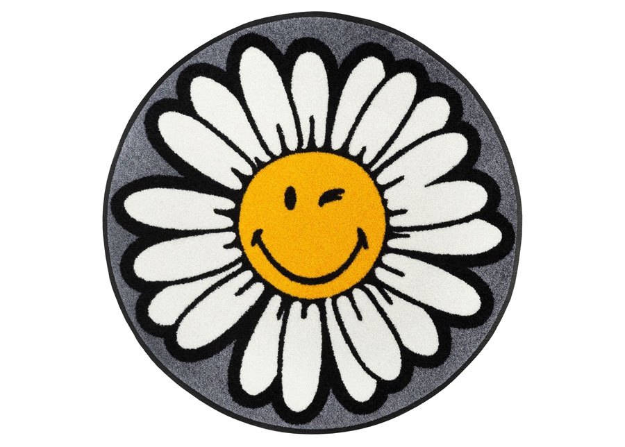 Ümmargune vaip Smiley Daisy Flower Ø 75 cm suurendatud