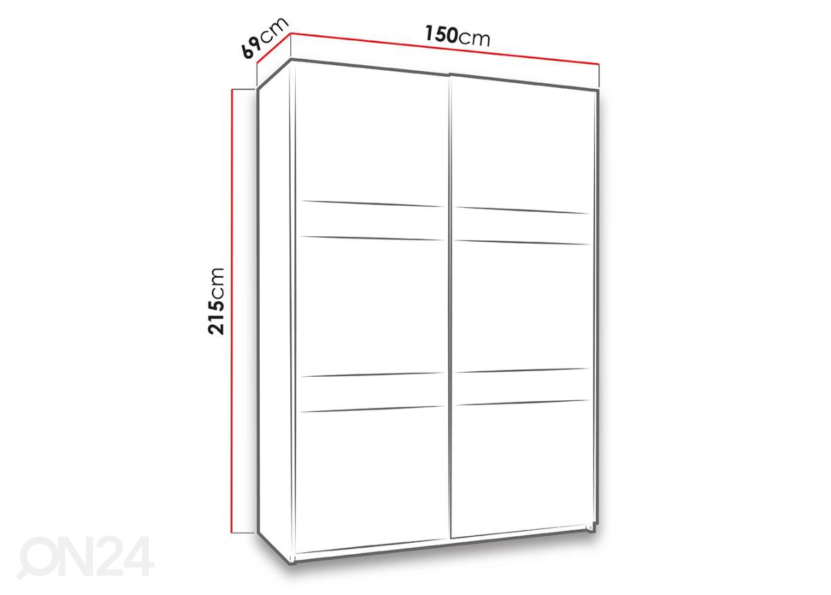 Vaatekaappi 150 cm + LED MN-401588  Sisustustavaratalo